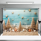 Lofaris Summer Coastal Photography Backdrop Beach Sand with Starfish and Shells Tropical Ocean Themed Photo Prop Decor